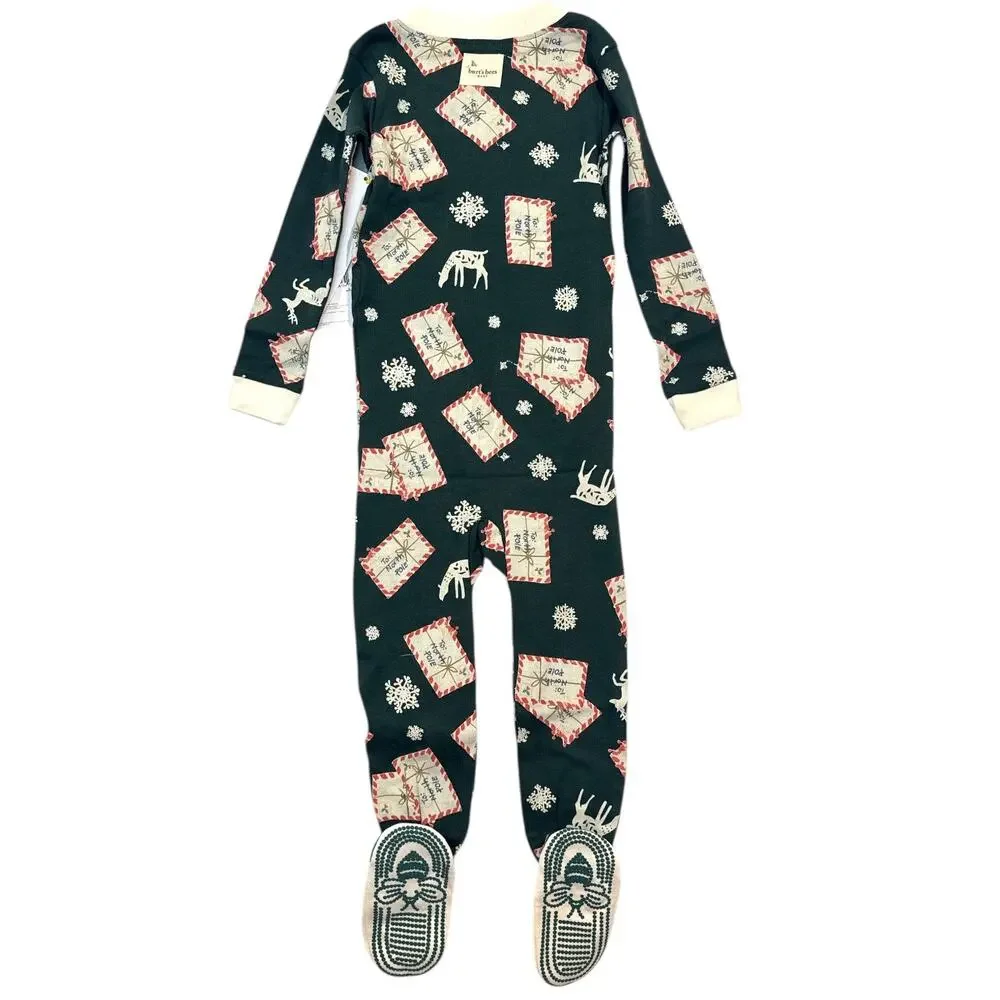 Burt’s Bees Baby Christmas Footed Pajamas 24M Organic Cotton Zip NWT